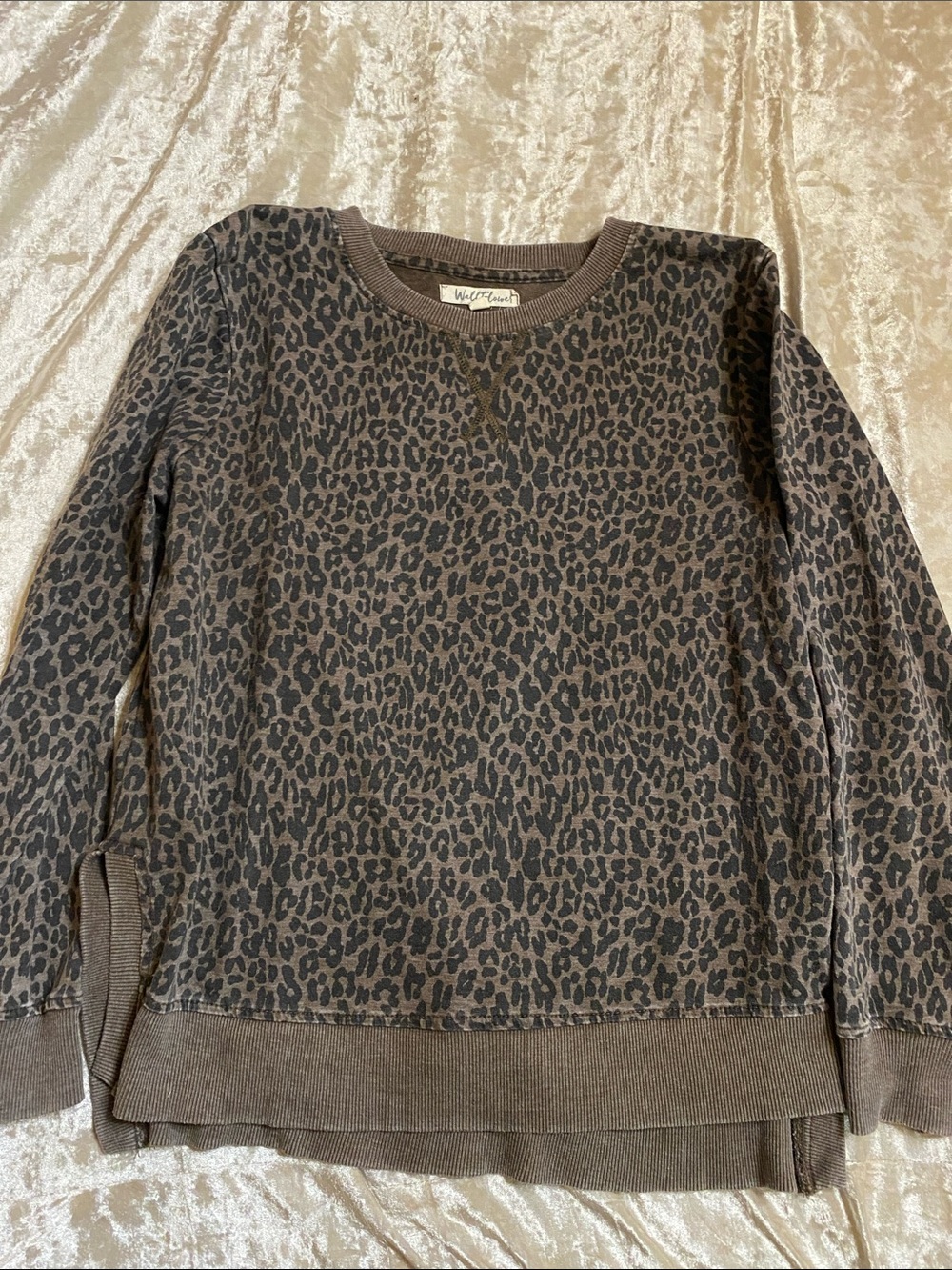 Wallflower Brown & Black Leopard-Print Crewneck Sweatshirt